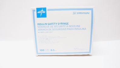 Medline SYRSI193292 Insulin Safety Syringe 0.5ml 29G x 0.5inch - Box of 100